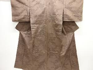 草葉模様織出し十日町紬単衣着物